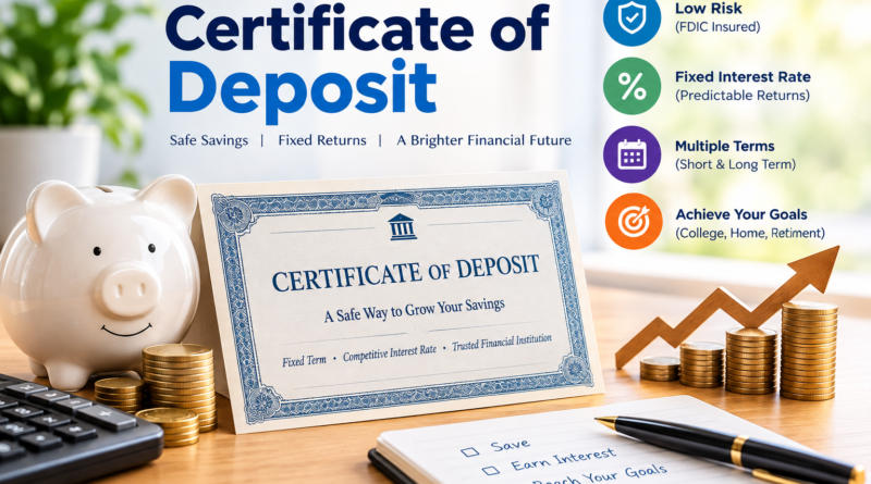 Certificate of Deposit savings account and interest earnings